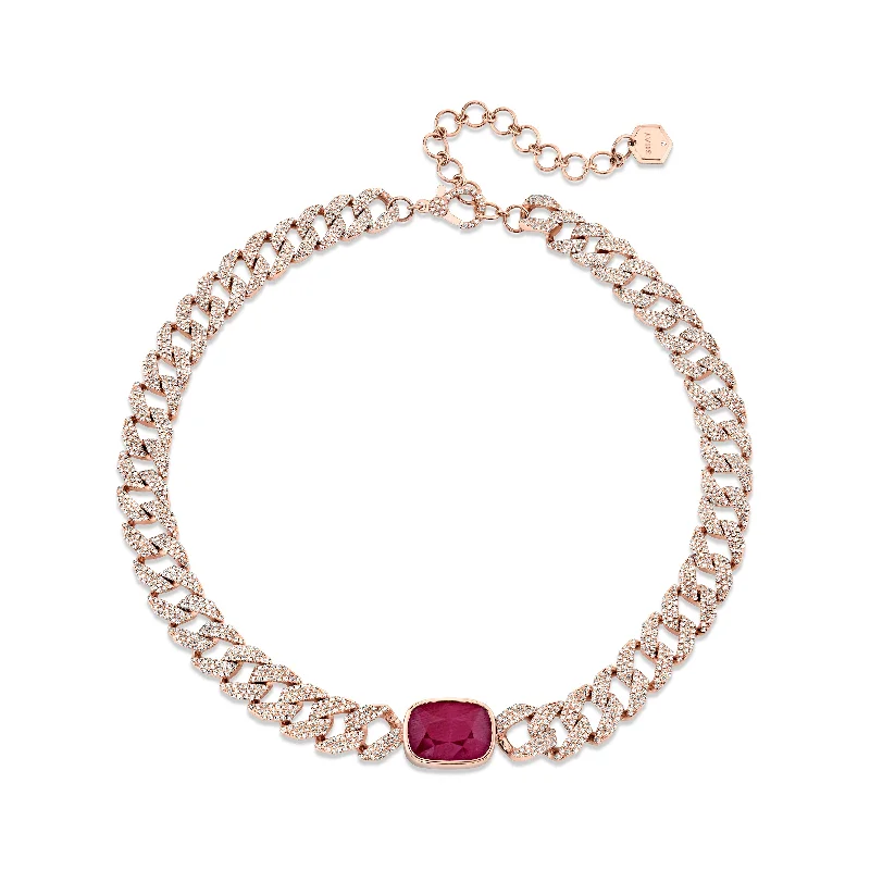 READY TO SHIP RUBY PAVE DIAMOND GEO LINK CHOKER