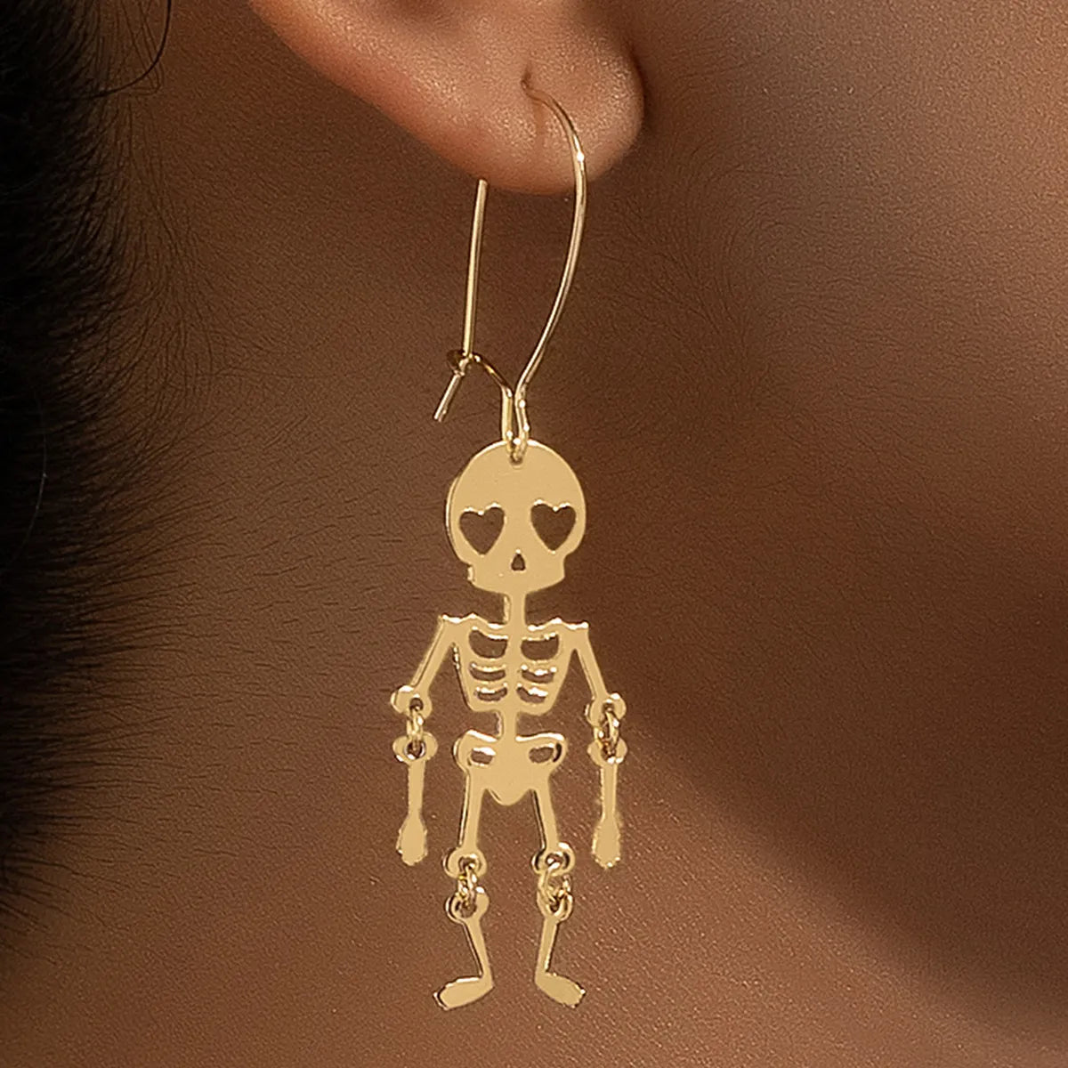 ladies earrings trendy 2025 fashion -Wholesale Jewelry Funny Simple Style Skull Metal Plating Drop Earrings