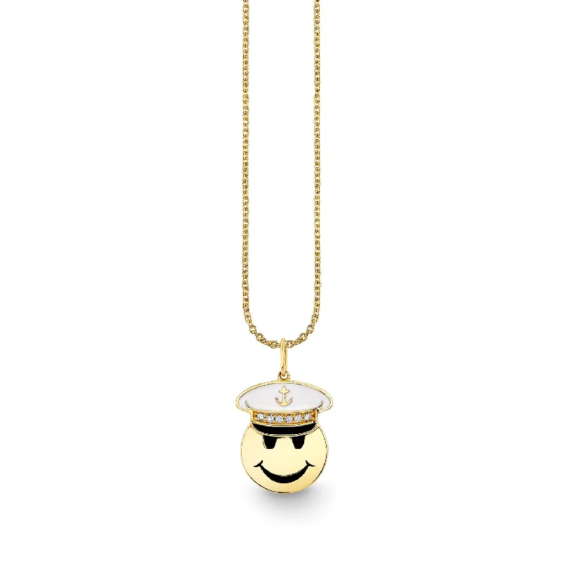 Gold & Diamond Captain Happy Face Charm