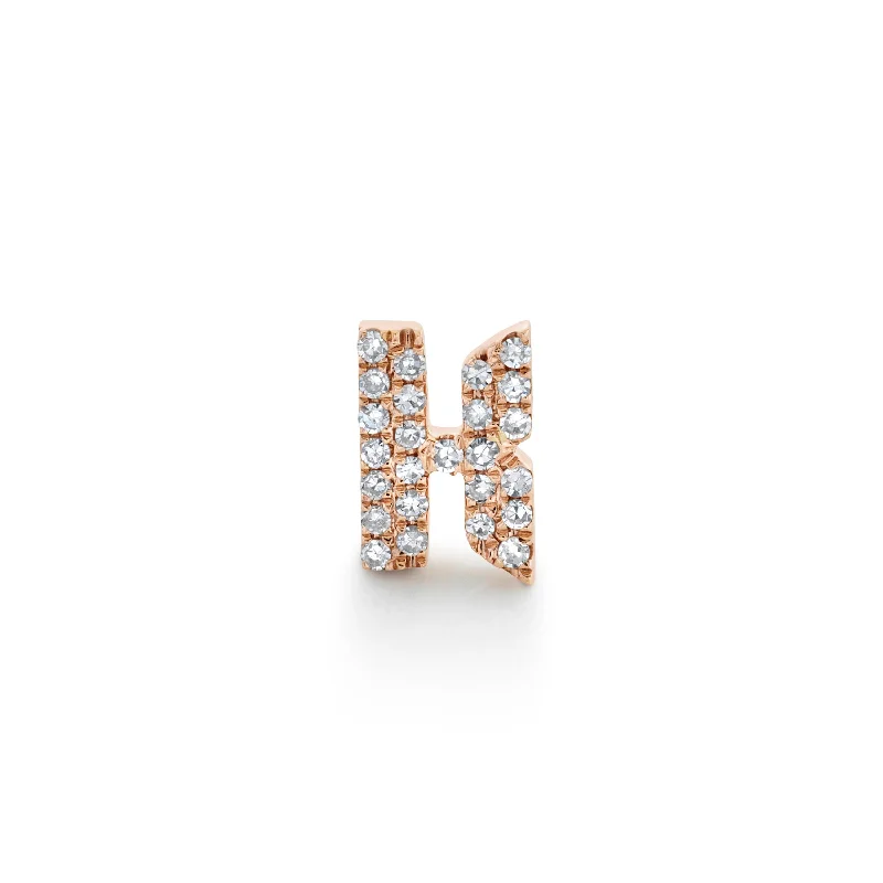 READY TO SHIP DIAMOND SINGLE PAVE INITIAL "K' STUD