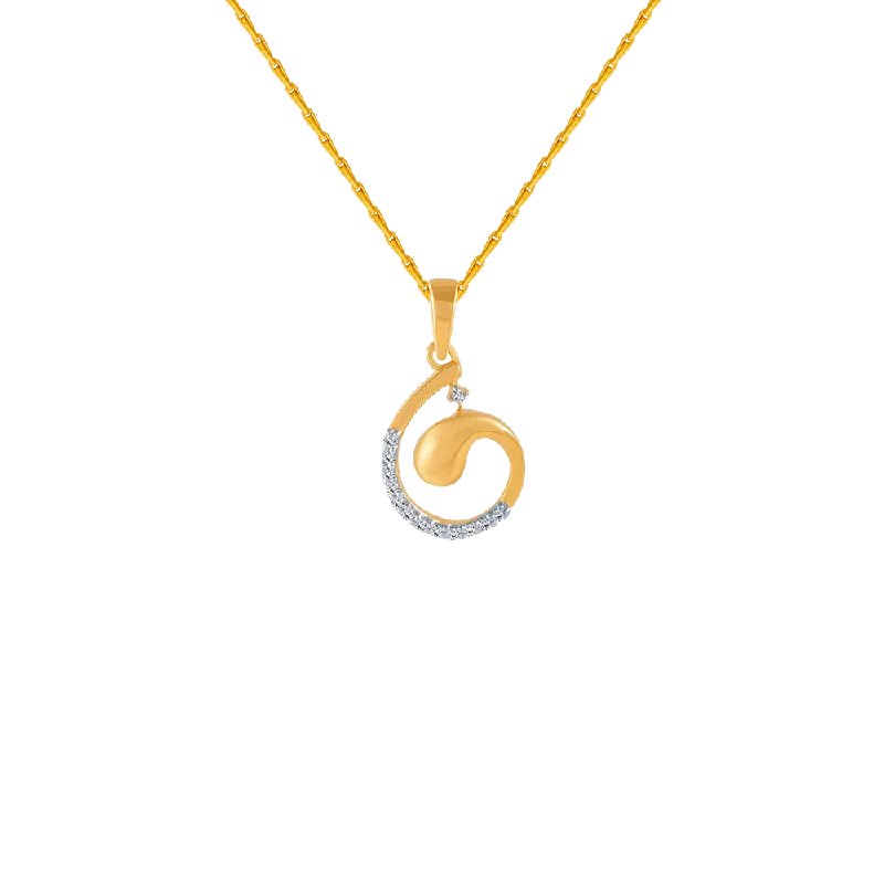 necklaces for women gold elegance -18KT (750) Yellow Gold And Diamond Pendant For Women