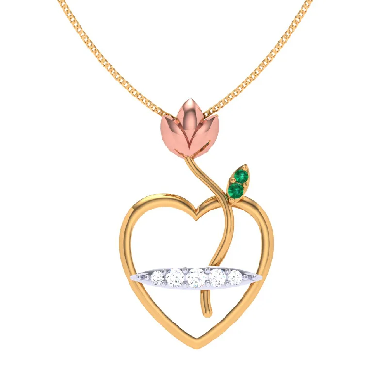 necklaces with geometric shape -Lotus Love Diamond Pendant