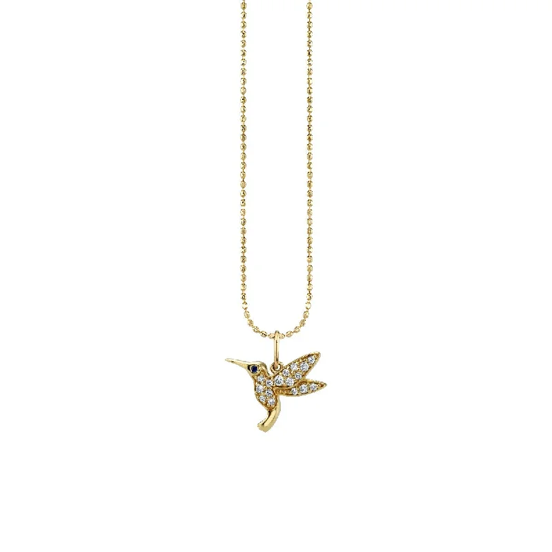 Gold & Diamond Small Hummingbird Charm