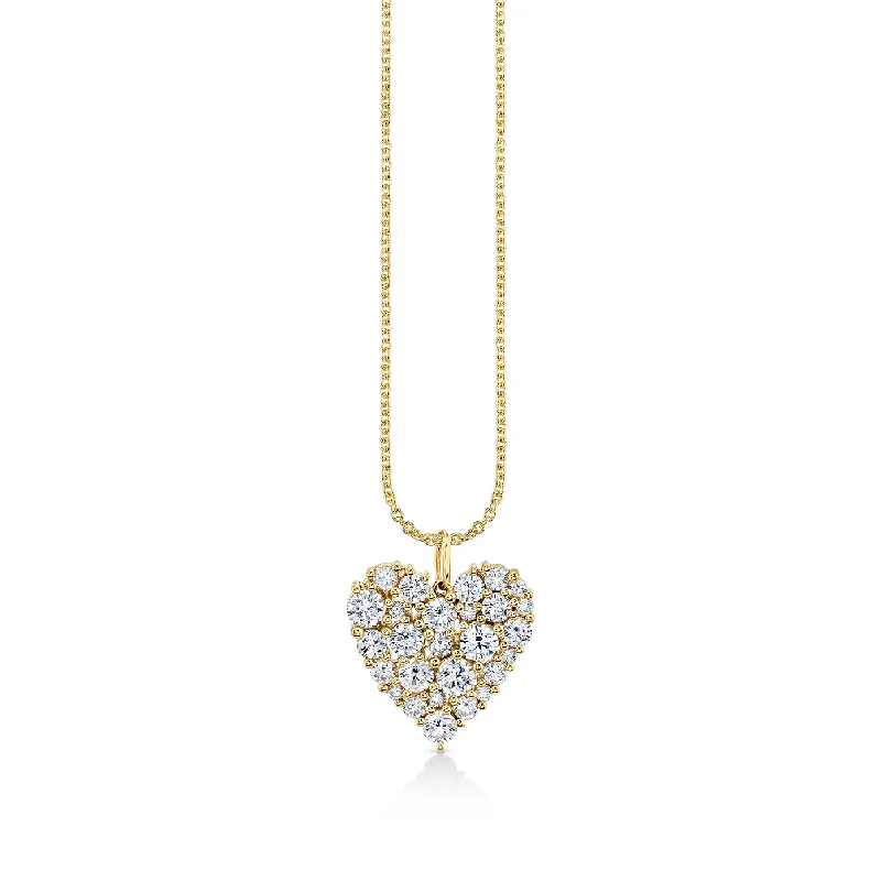 Gold & Diamond Large Cocktail Heart Charm