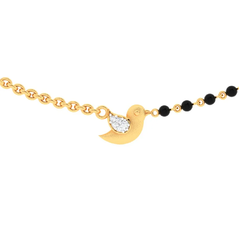 necklaces bold statement piece -18k Bird Shaped Pc Chandra Diamond Mangalsutra