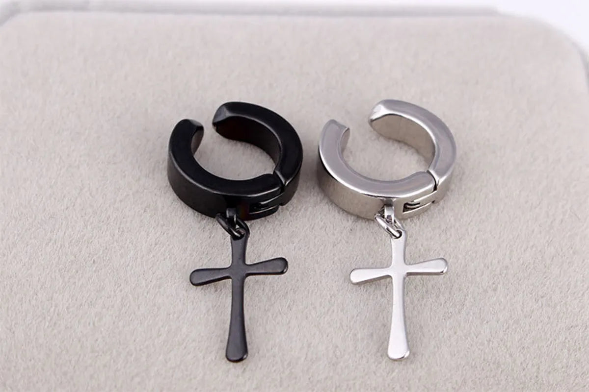 ladies earrings with arrow design -Gothic Cross Plating 304 Stainless Steel Titanium Steel Earrings