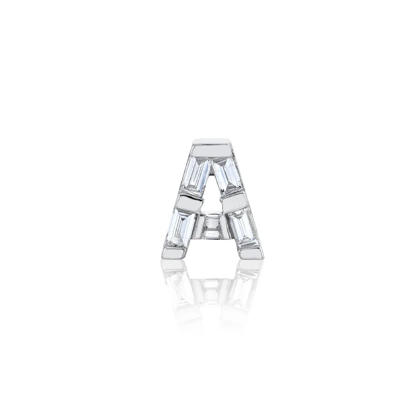 DIAMOND BAGUETTE SINGLE INITIAL STUD