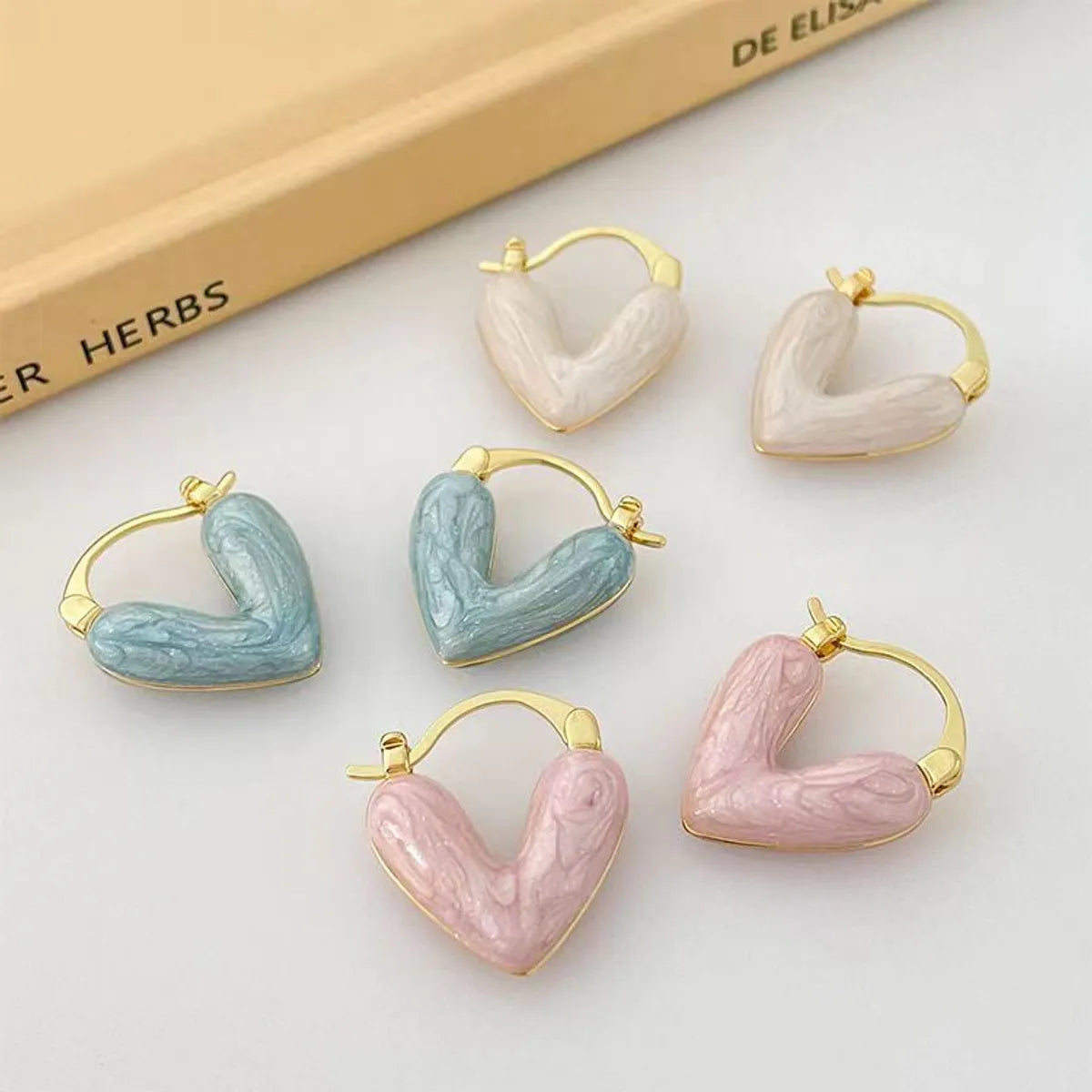 ladies earrings simple minimalist -1 Pair Sweet Heart Shape Plating Alloy Earrings