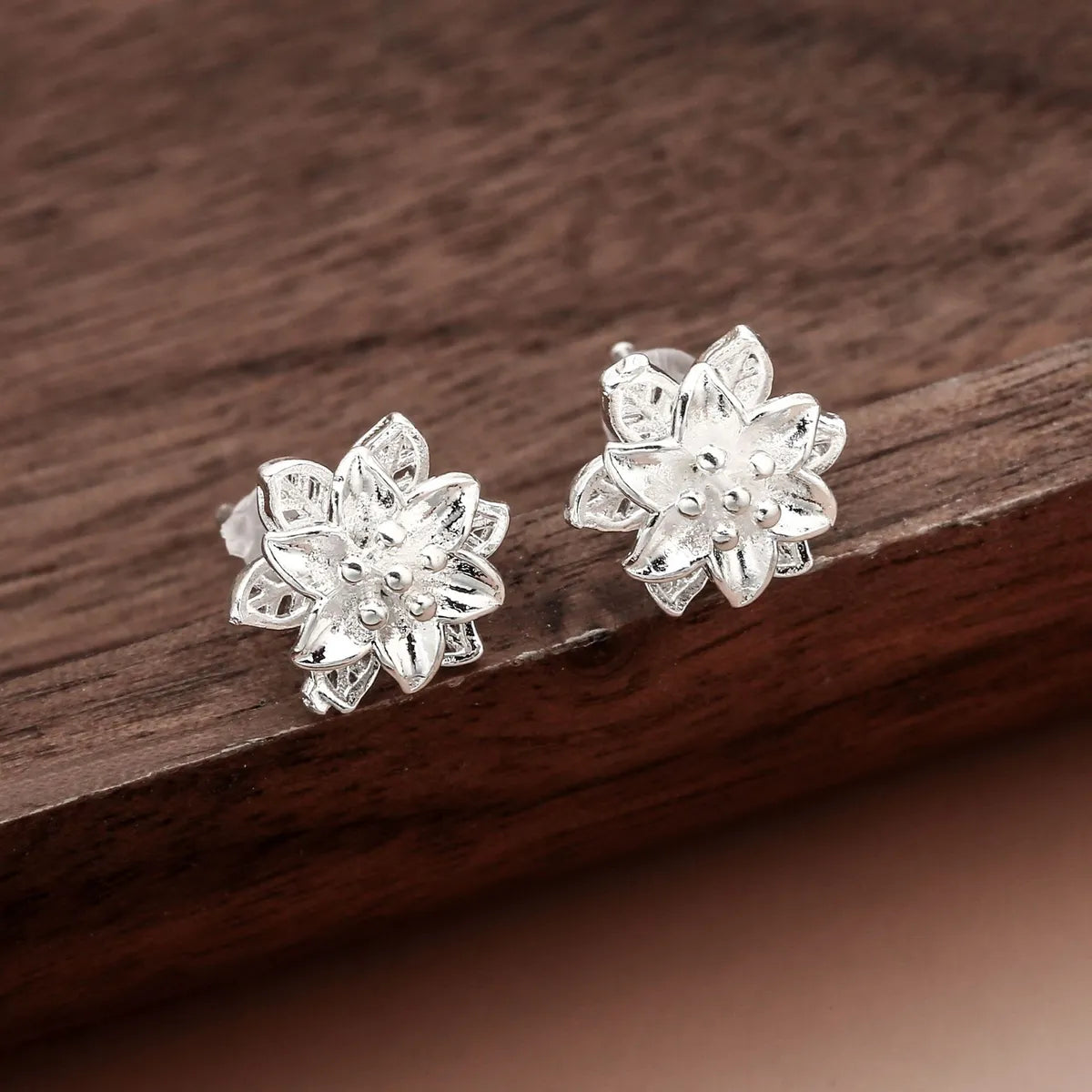 No. 9 Girl's Silver Stud Earrings