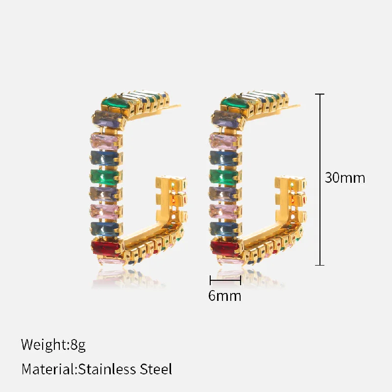 Color Rhinestone Earrings