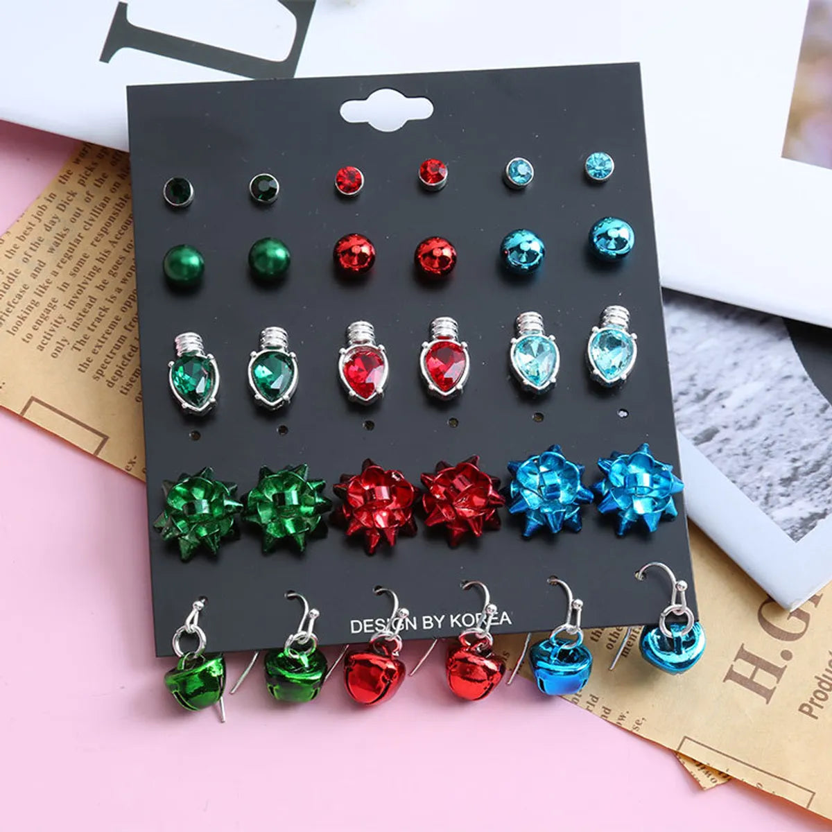 ladies earrings boho chic vibe -Fashion Bell Alloy Plating Inlay Rhinestones Ear Studs Ear Hook 1 Set