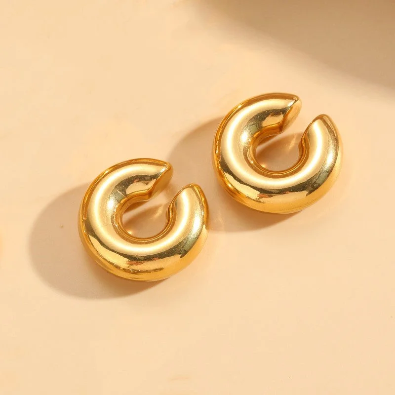 Glossy Hollow Ear Clip Gold