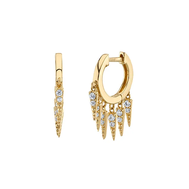 Gold & Diamond Medium Fringe Huggie Hoops