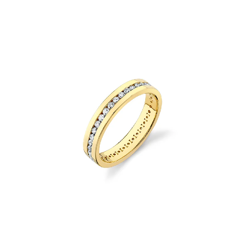 engagement rings stackable design -Gold & Diamond Channel Set Eternity Ring