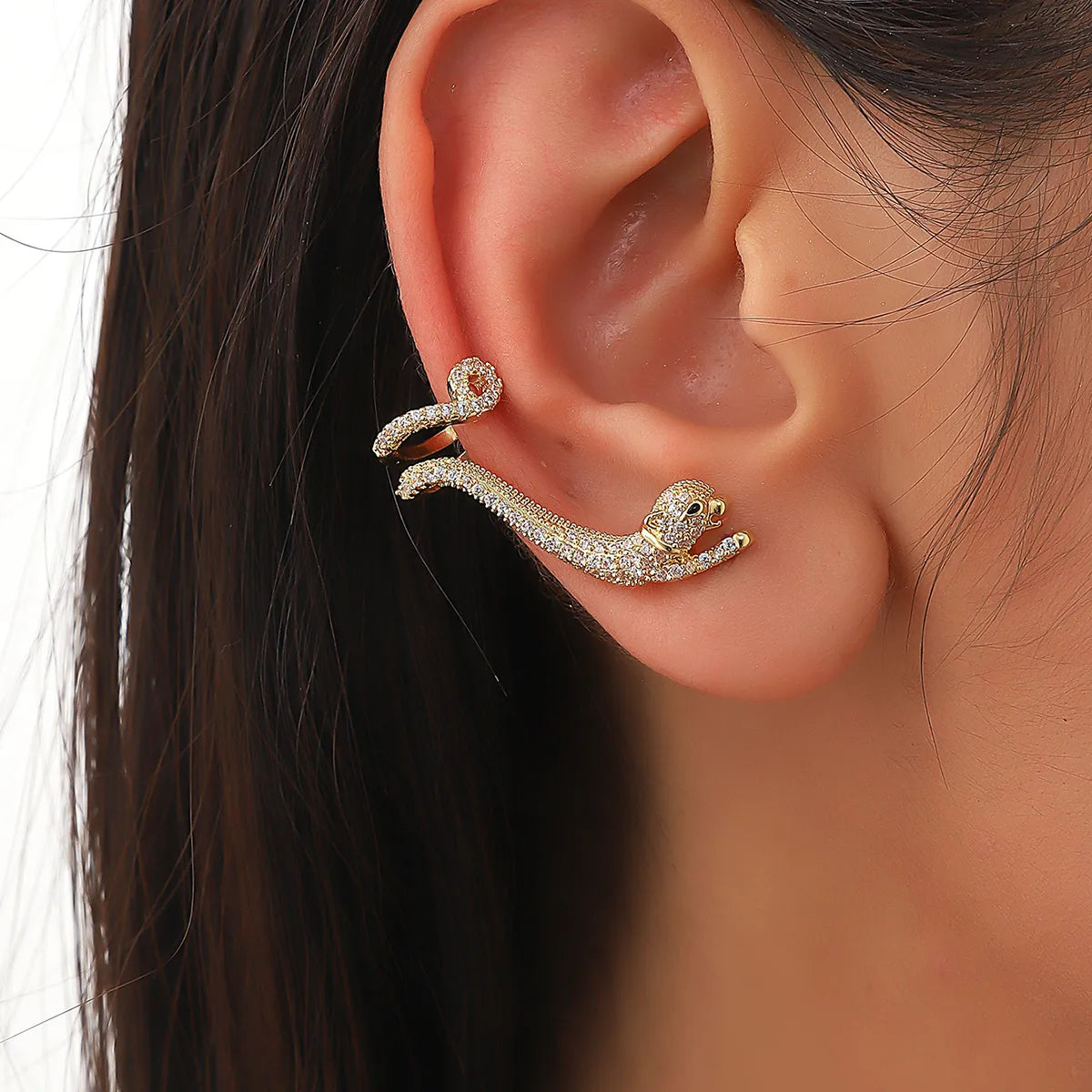 ladies earrings for bridal elegance -1 Piece Classic Style Animal Plating Inlay Copper Zircon 14k Gold Plated Ear Studs