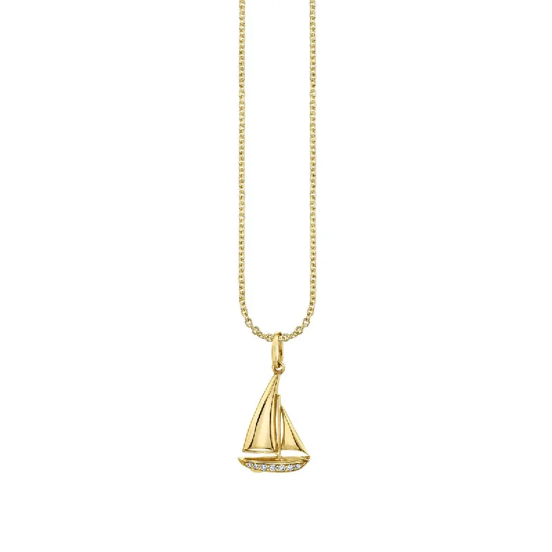 Gold & Diamond Sailboat Charm