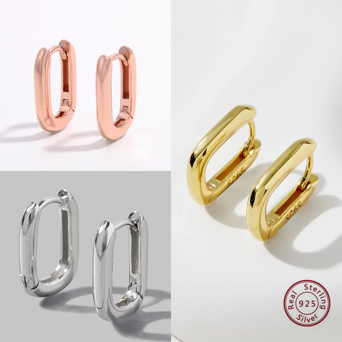 ladies earrings dramatic bold flair -1 Pair Simple Style Commute Geometric Plating Sterling Silver 14k Gold Plated Rose Gold Plated White Gold Plated Earrings