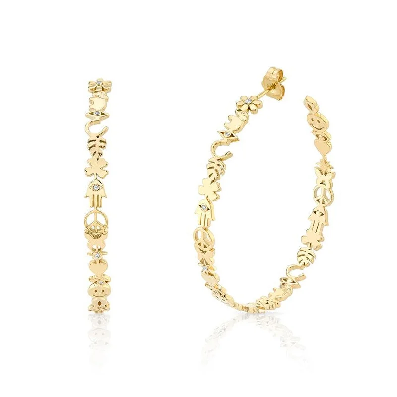 Gold & Diamond Large Icon Hoops