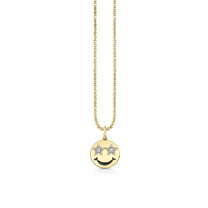 Gold & Diamond Star Eyes Happy Face Charm