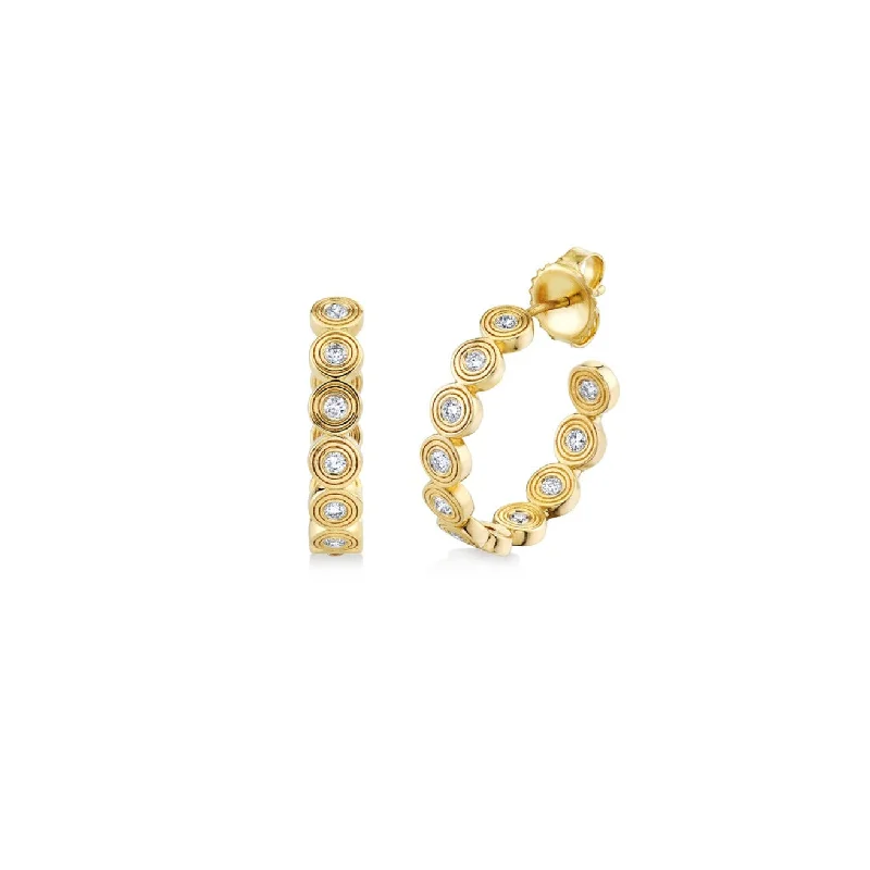 Gold & Diamond Fluted Medium Hoops