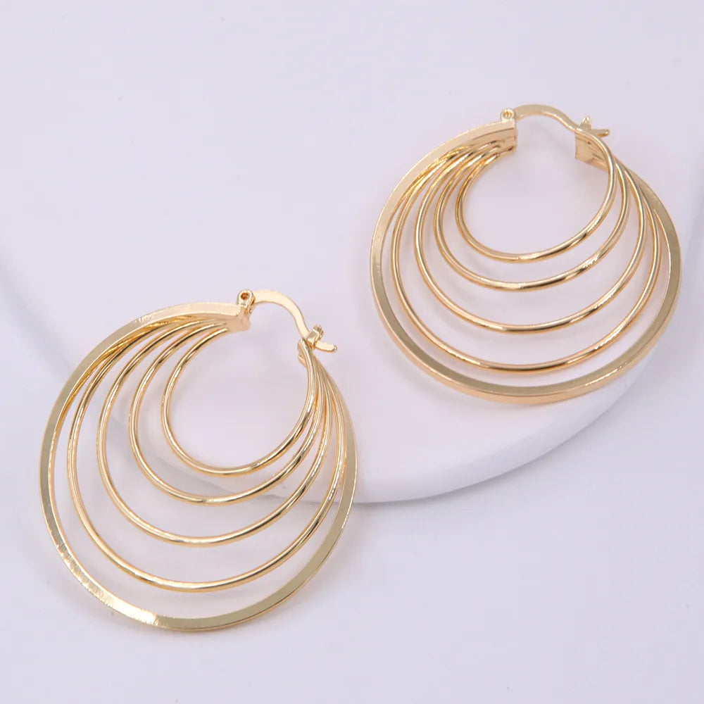 ladies earrings with black diamond -1 Pair Casual Modern Style Simple Style Round Copper 18K Gold Plated Earrings