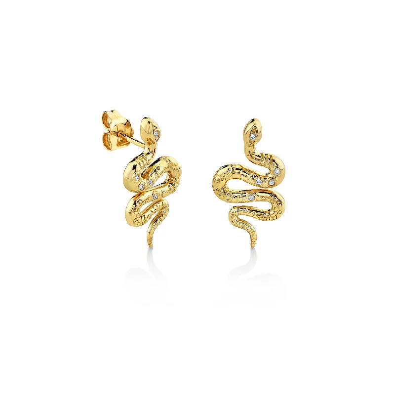 Gold & Diamond Snake Stud