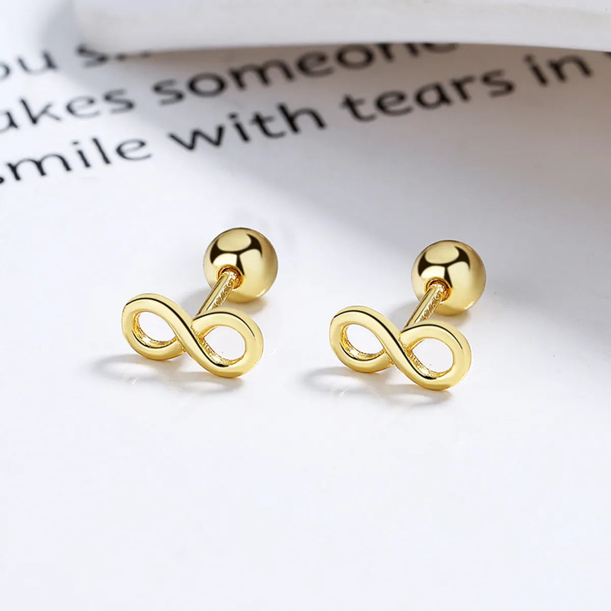 ladies earrings gold hoop design -1 Pair Fashion Number Sterling Silver Plating Ear Studs