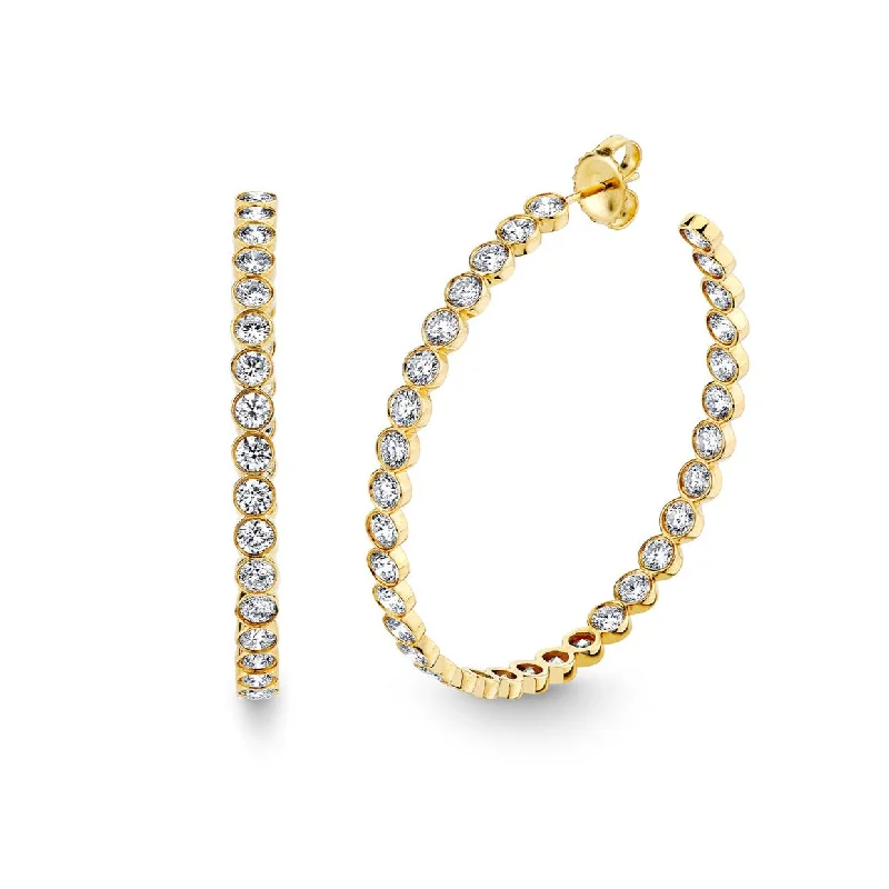 Gold & Diamond Large Bezel Large Hoops