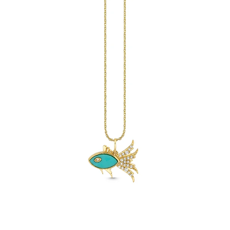 Gold & Diamond Marquise Eye Fish Charm