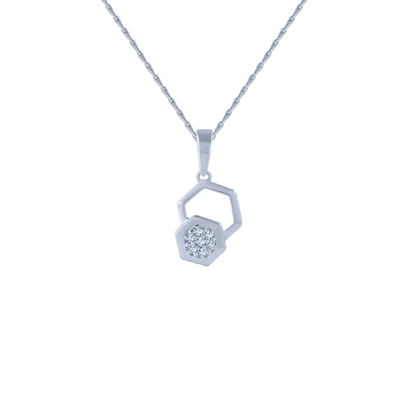 necklaces with geometric shape -18KT (750) White Gold And Diamond Pendant For Women