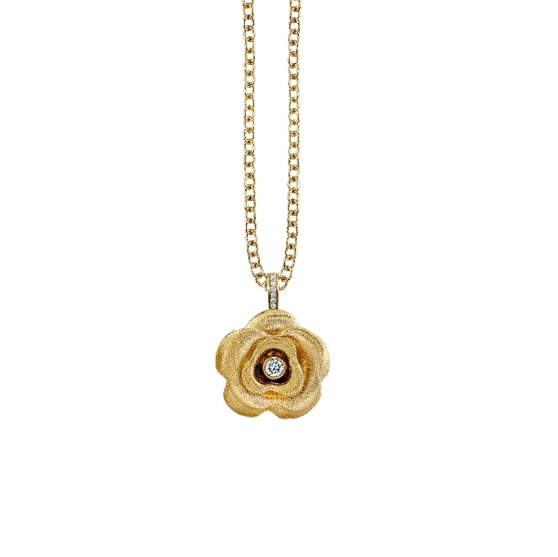 Gold & Diamond Large Rose Charm