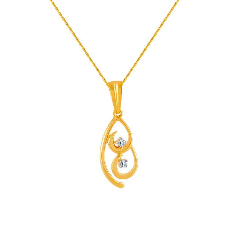 necklaces boho chic vibe -18k (750) Yellow Gold And Diamond Pendant For Women