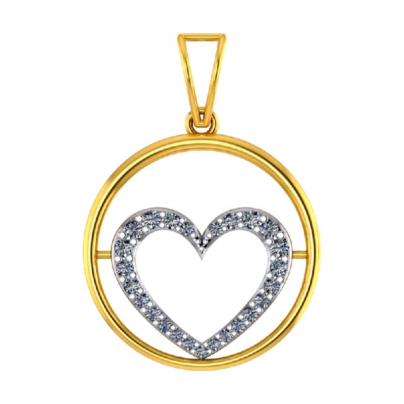 necklaces for birthday gift -18k Diamond Pendant With Diamond-studded Heart In The Centre Of A Circle