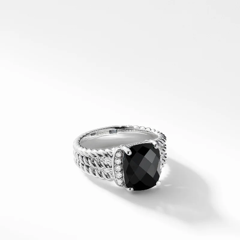 Petite Wheaton® in Sterling Silver with Black Onyx and Diamonds\, 10mm