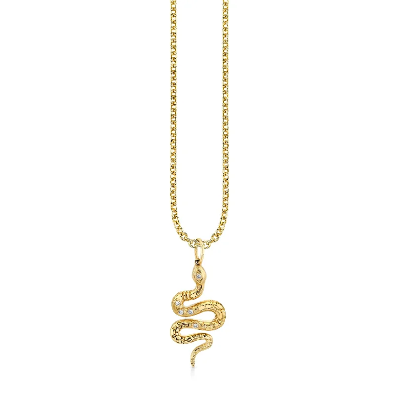 Gold & Diamond Etched Snake Charm