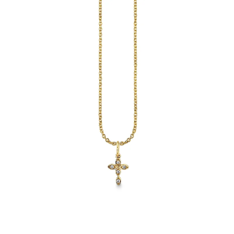 Gold & Diamond Small Marquise Eye Cross Charm