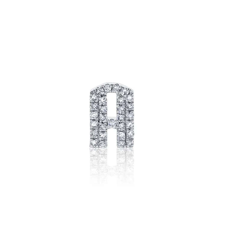 READY TO SHIP DIAMOND SINGLE PAVE INITIAL "A" STUD