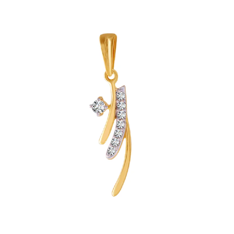 necklaces with cross pendant -18KT (750) Yellow Gold And Diamond Pendant For Women