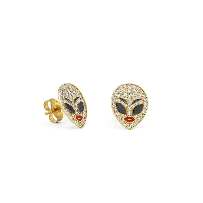 Gold & Diamond Alien Stud