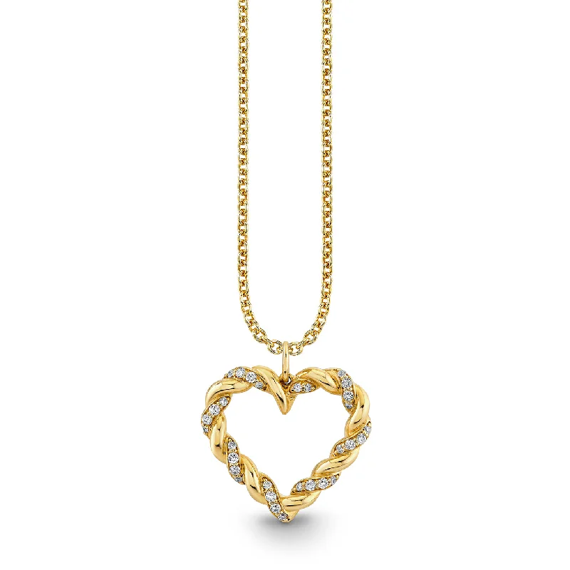 Gold & Diamond Rope Heart Charm