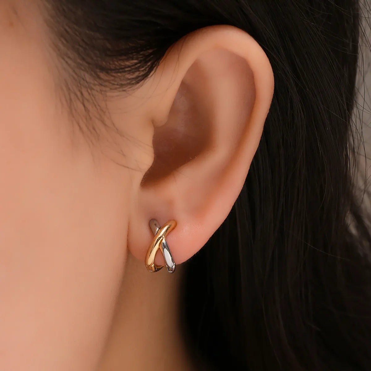 ladies earrings floral motif style -1 Pair Simple Style Classic Style Color Block Plating Copper Gold Plated Ear Studs