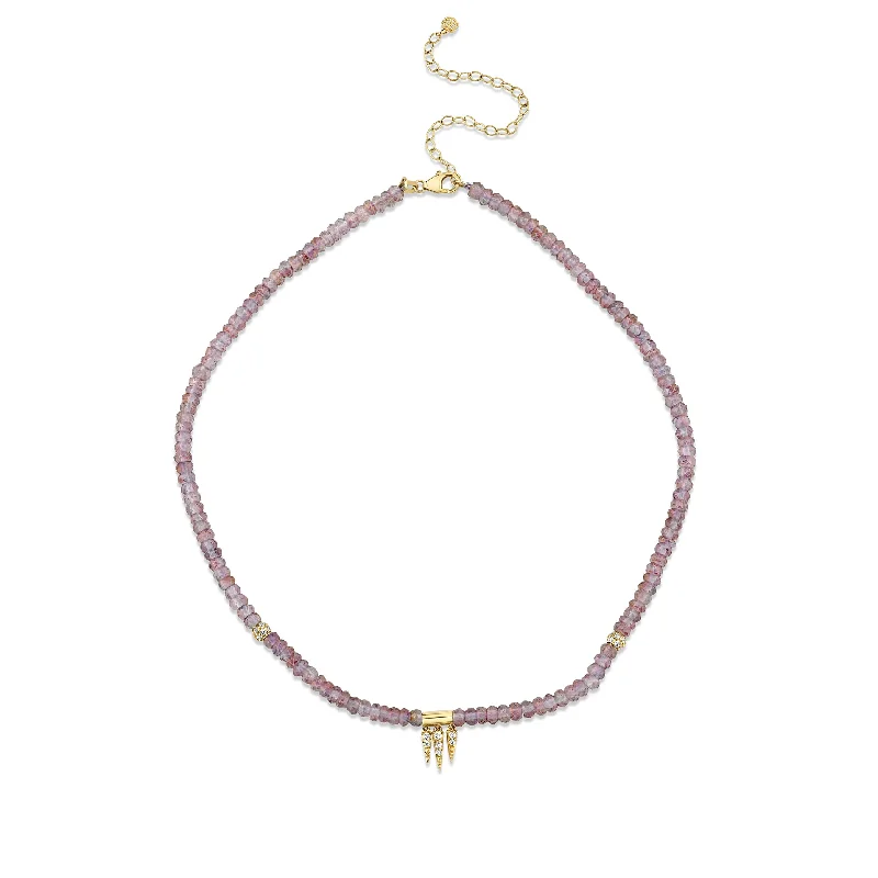 Gold & Diamond Fringe and Pave Ball Mystic Rainbow Quartz Faceted Rondelle Beaded Choker Combo