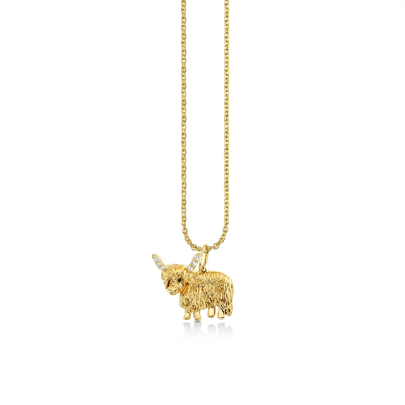 Gold & Diamond Highland Cow Charm