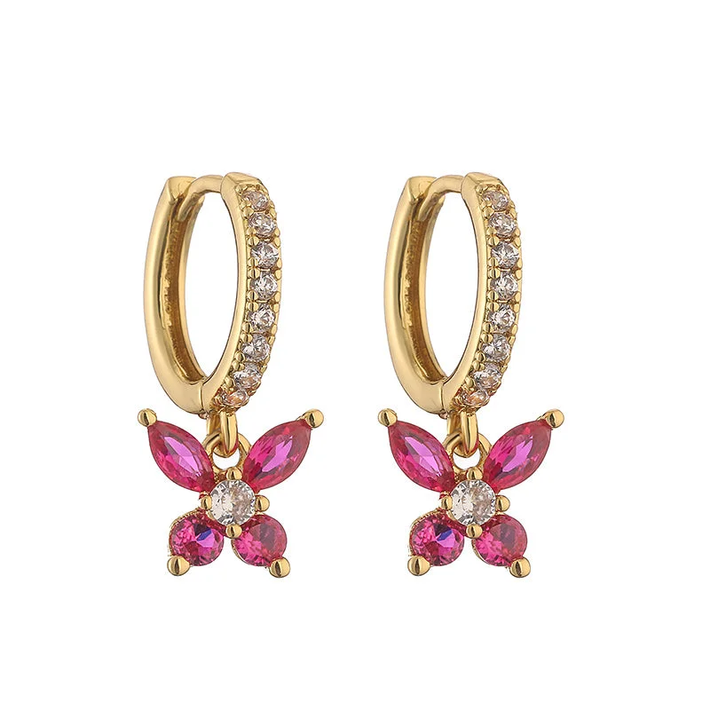 Gold Rose Red Diamond 1 Pair