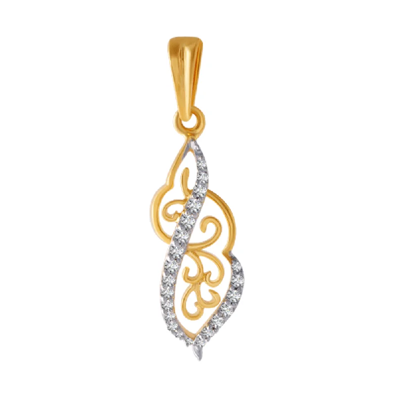 necklaces with pearl drop -18KT (750) Yellow Gold And Diamond Pendant For Women