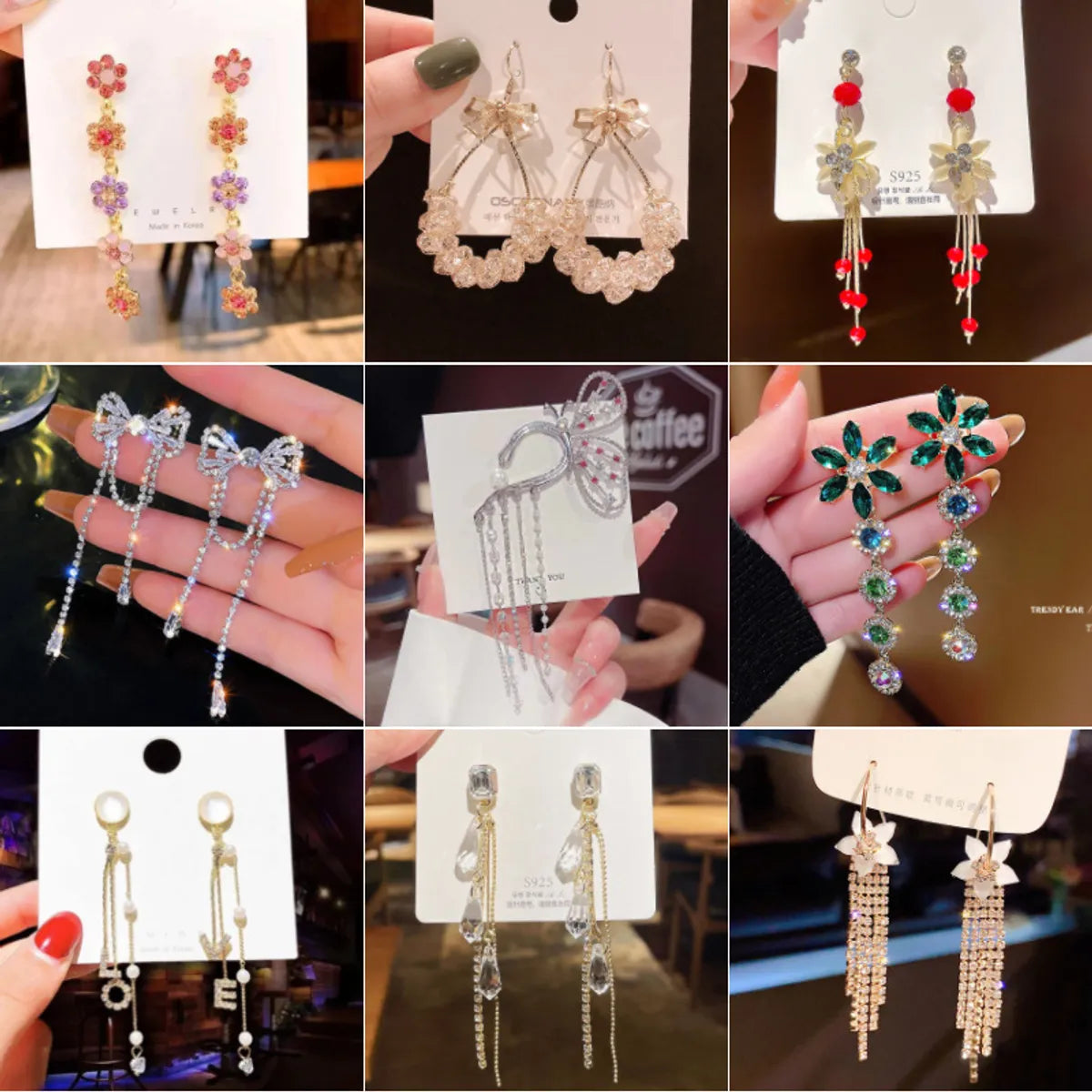 ladies earrings for fashion lovers -1 Pair Basic Geometric Bow Knot Tassel Plating Inlay Alloy Rhinestones Pearl Drop Earrings