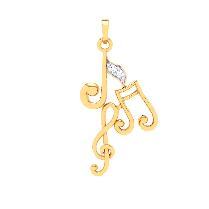 necklaces with peridot green -18KT Three Musical Note Gold Pendant From Diamond Collection