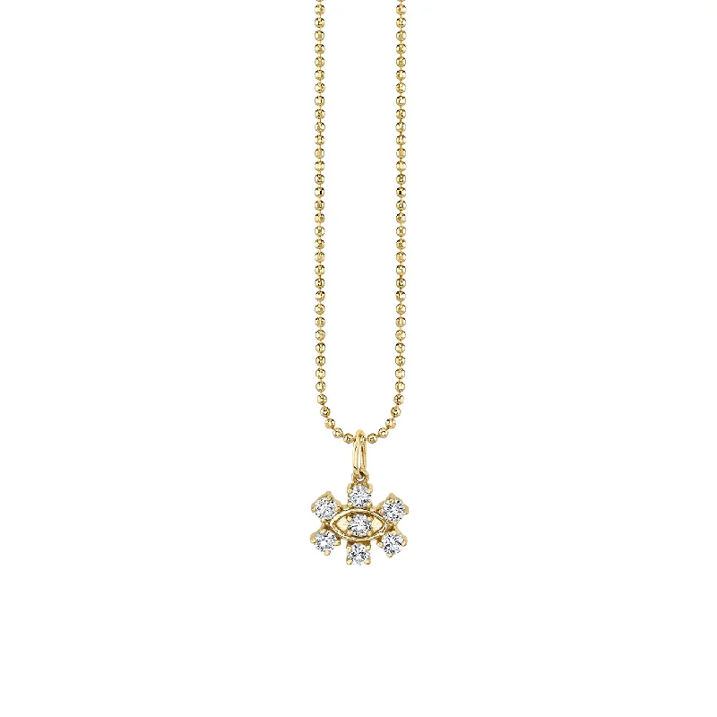 Gold & Diamond Marquise Eye Flower Charm