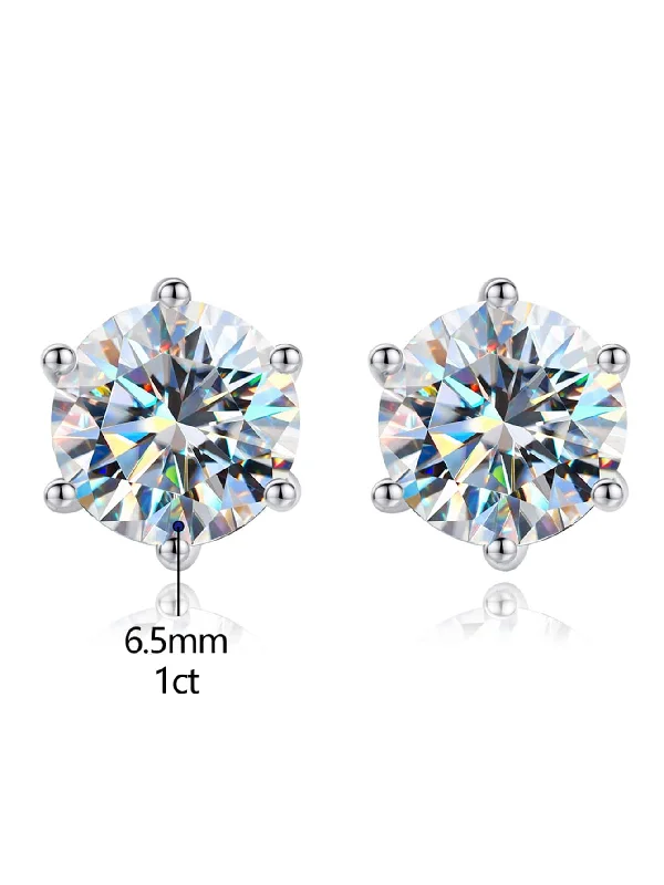 ladies earrings for office elegance -Shiny Geometric Sterling Silver Gra Inlay Moissanite Ear Studs