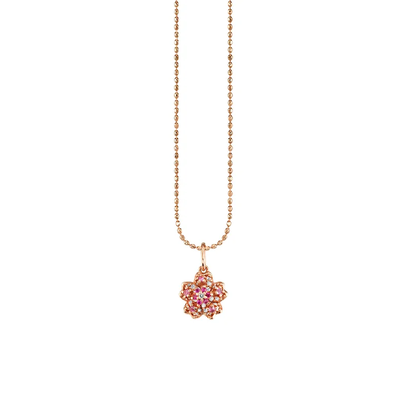 Rose Gold & Diamond Small Sakura Charm